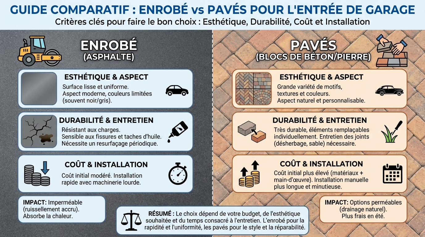 Comparaison entre enrobé et pavés