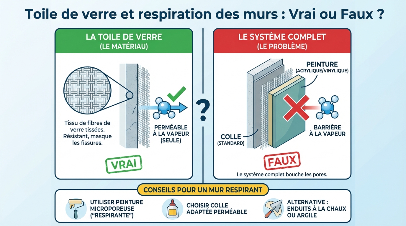 La toile de verre permet-elle la respiration des murs ?