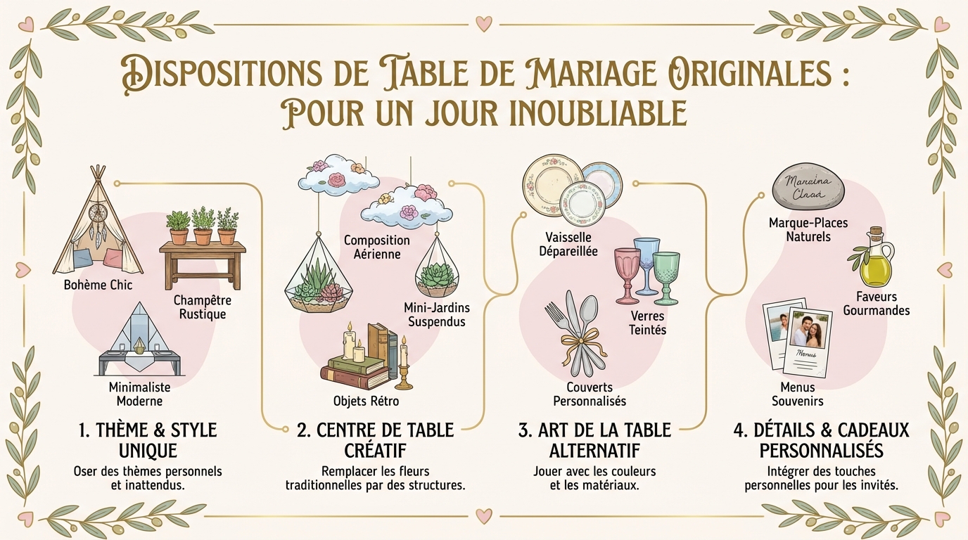 Des dispositions de table de mariage originales pour un jour inoubliable 1 Comment créer un plan de table réussi