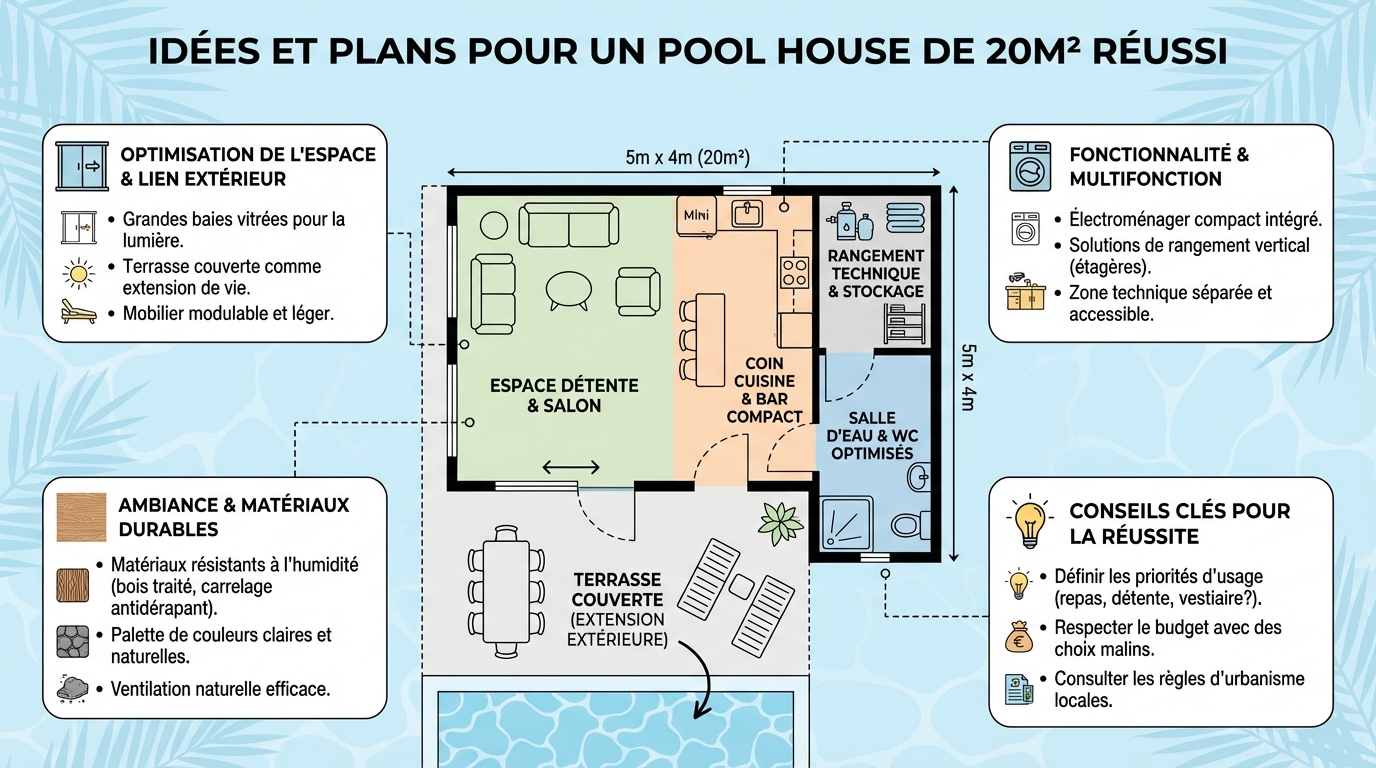 Idées et plans pour un pool house de 20m2 réussi 1 Conseils pour l’aménagement de votre pool house