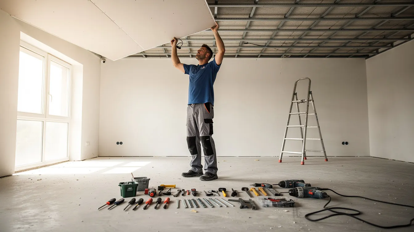 Étapes de pose d'un plafond placo sur suspente